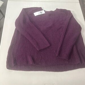 Eileen Fisher Deep Purple Ribbed Sweater Large